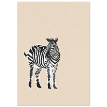 Load image into Gallery viewer, Riso art print — zebra in warm beige, bold graphic illustration — NEAT Stockholm
