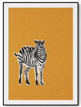 Load image into Gallery viewer, Riso art print — zebra in burnt orange, bold graphic illustration — NEAT Stockholm
