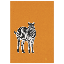 Load image into Gallery viewer, Riso art print — zebra in burnt orange, bold graphic illustration — NEAT Stockholm

