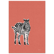 Load image into Gallery viewer, Riso art print — zebra in soft pink, bold graphic illustration — NEAT Stockholm
